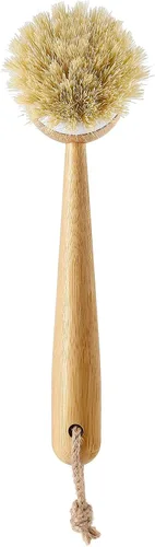 Vista 2 de SUBEKYU Cepillo para platos con asa, cepillo de bambú natural, cepillo para lavar platos de cocina para limpiar platos, sartenes, ollas, fregaderos