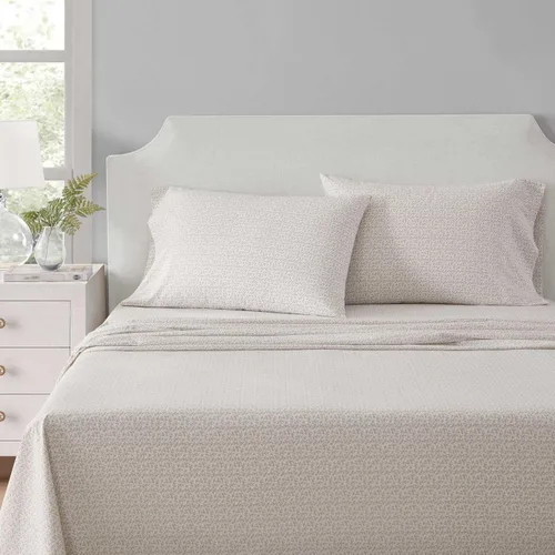 Vista 51 de Martha Stewart - Juego de sábanas tamaño individual con sábana bajera y funda de almohada, ropa de cama de percal de algodón con una sensación