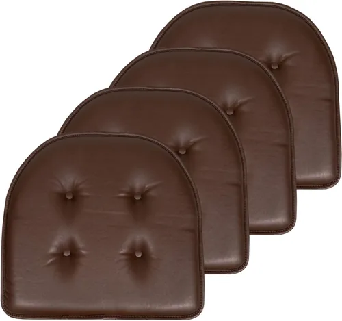 Vista 137 de Sweet Home Collection - Cojín de asiento de espuma viscoelástica y respaldo de caucho antideslizante con capitoné para silla, cojín en U, 17x16 Gris