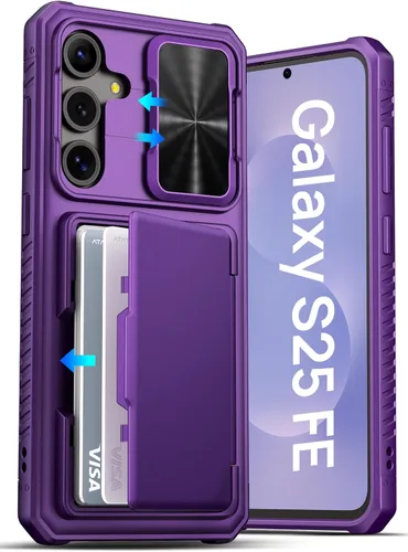Vista 21 de ATATOO Funda tipo cartera para Samsung Galaxy S25, tarjetero integrado (3-5 tarjetas) [bloqueo RFID] y cubierta de cámara deslizante, protección