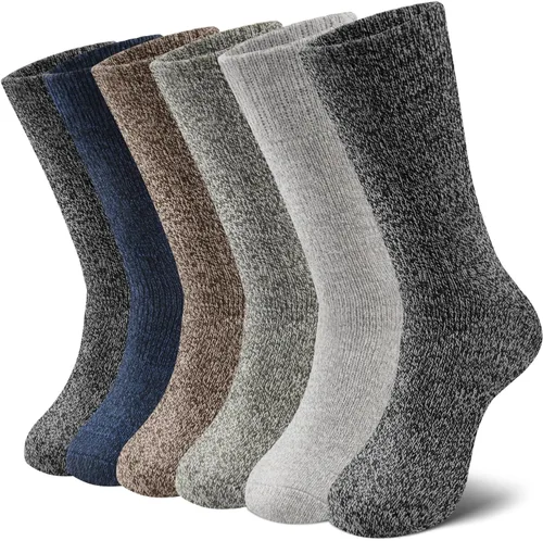 6 pares de calcetines de lana para hombre, calcetines de invierno suaves y cálidos, calcetines de senderismo de lana suave, calcetines casuales para