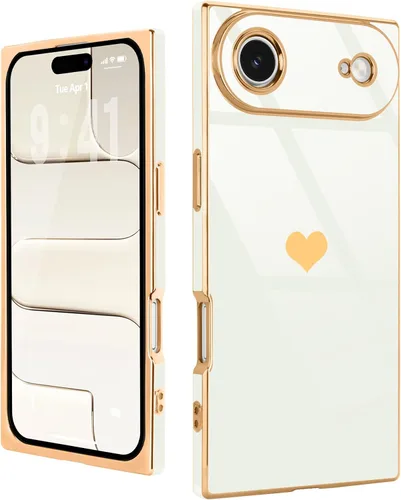 Vista 74 de Funda compatible con iPhone 11, rectangular, bonita carcasa dorada chapada en oro, de lujo, con corazón de amor, para mujeres y niñas, a prueba