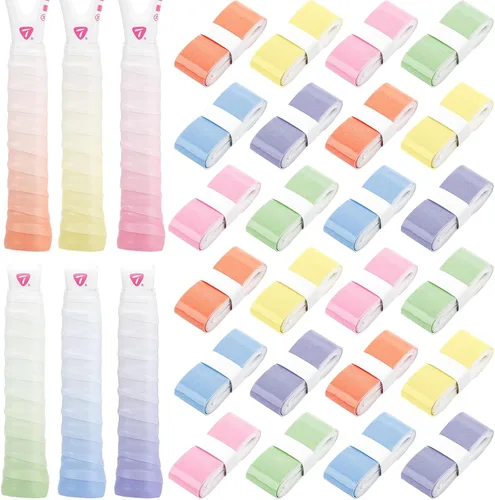 Vista 10 de Jerify 24 piezas de cinta adhesiva para raqueta de tenis, cinta adhesiva precortada para raqueta de bádminton con comodidad aterciopelada