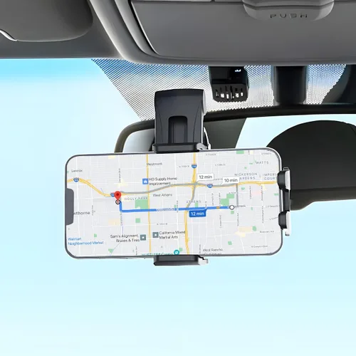 Vista 6 de Soporte multifuncional para teléfono de automóvil, espejo retrovisor para vehículo, soporte para teléfono celular, rotación de 360 grados, soporte