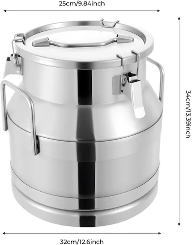 Vista 8 de Lata de leche de acero inoxidable de 20L/5 galones, jarra de leche resistente, cubo de leche, cubo de vino, botella, contenedor de líquido, tapa