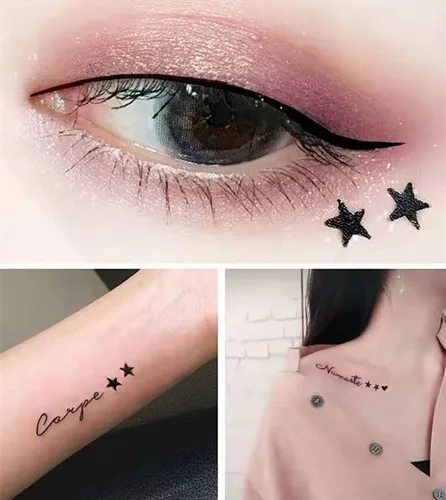 Vista 6 de Go Ho Sello delineador de ojos de corazón y estrella, delineador líquido negro, juego de 2 delineadores de ojos impermeables, delineador de ojos