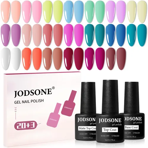 Vista 20 de JODSONE - Juego de 100 esmaltes de uñas de gel (5 ml cada uno) con capa base que no se limpia, capa de base que se borra y capa superior mate