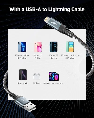 Vista 6 de Cable de carga corto para iPhone de 1 pie, [certificado Apple MFi], paquete de 3 cables Lightning USB de carga rápida, cable de carga i