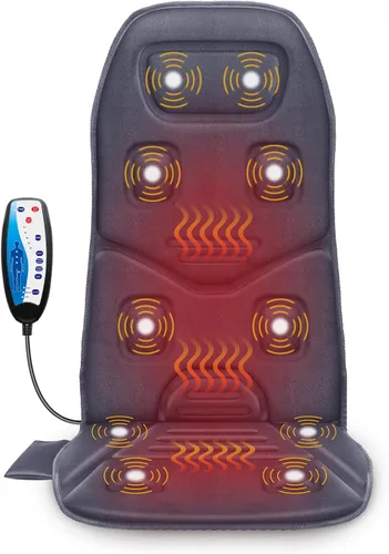 Vista 10 de COMFIER Cojín de Asiento Masajeador de Espalda con Calor, 10 Motores de Vibración, Almohadilla de Silla de Masaje, Masajeador de Silla para Alivio