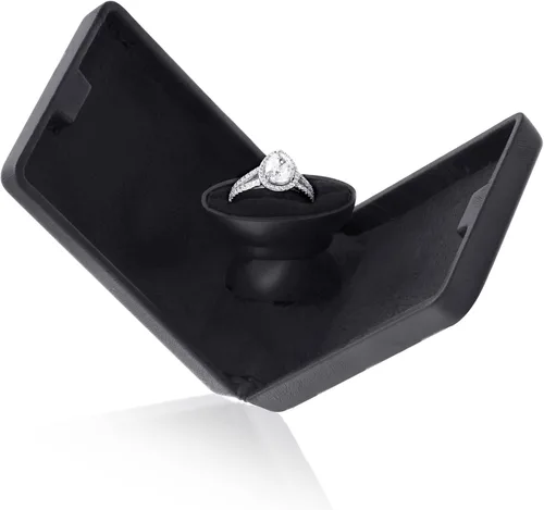 Vista 3 de Noble Caja para anillos de compromiso Pop the Question Caja de anillo de compromiso plana y delgada para propuesta u ocasión especial