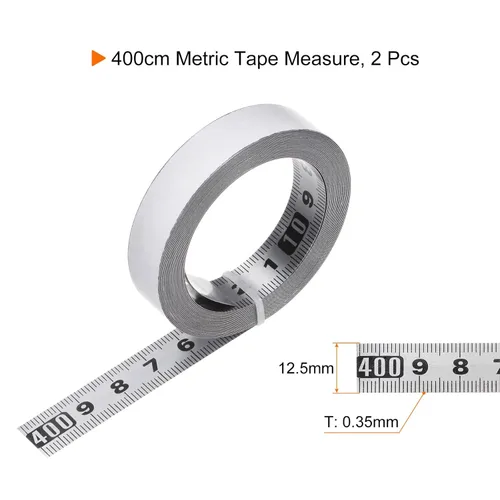 Vista 2 de HARFINGTON 2 cintas métricas autoadhesivas de acero inoxidable de 157.5 in, resistente al desgaste, de derecha a izquierda, regla adhesiva de acero