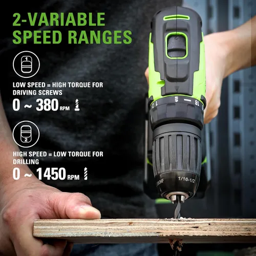 Vista 4 de Greenworks Taladro/destornillador sin escobillas de 24 V, batería USB de 2 Ah y cargador incluidos