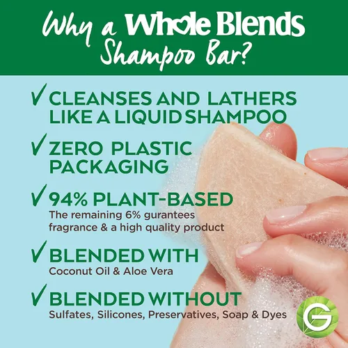 Vista 3 de Garnier Whole Blends - Barra de champú hidratante para cabello normal, coco y aloe vera, 2 onzas, 1 unidad (el embalaje puede variar)