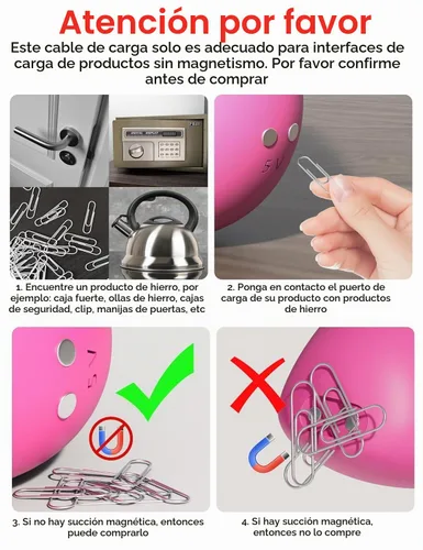 Vista 2 de Cable de carga magnético rápido para Rose y la mayoría de los masajeadores magnéticos, cable de carga CC con conector de 2 imanes