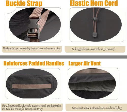 Vista 3 de Fundas impermeables para muebles de patio, resistentes a la decoloración, fundas para sofá biplaza de patio de 2 plazas, 52 pulgadas de ancho x 32