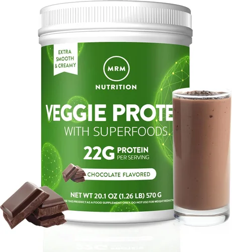 MRM Nutrition Proteína vegetal con superalimentos, proteína en polvo con sabor a chocolate para mujeres y hombres, 0.78 oz de proteína vegana,