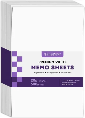 Vista 8 de Hojas de notas blancas, papel de 20 libras, 500 hojas por paquete (3 x 5)