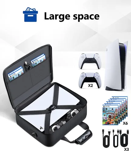 Vista 2 de DEVASO PS5 Carrying Case, Travel Case for Playstation 5 Console and PS5 DiskDigital Edition, Large Capacity Storage Bag for