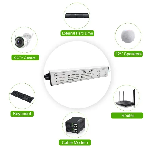 Vista 8 de Fuente de alimentación LED de 30 W y 12 voltios, controlador LED IP67 impermeable, convertidor de CA de 110 V a 12 V CC, transformador LED de salida