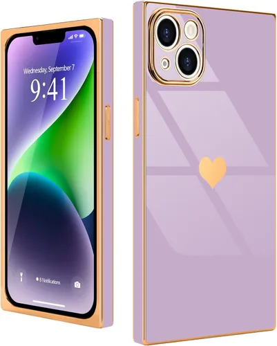 Vista 77 de Funda compatible con iPhone 11, rectangular, bonita carcasa dorada chapada en oro, de lujo, con corazón de amor, para mujeres y niñas, a prueba