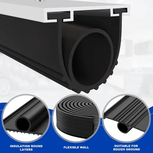 Vista 2 de DGSL Sellos para puerta de garaje de goma inferior, burlete de repuesto, universal resistente a la intemperie (negro, 10 pies)