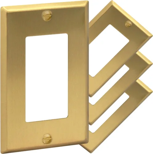 Vista 13 de Rio Salto Placa de pared de metal dorado en latón Placa de salida en blanco Cubierta para tomas de corriente no utilizadas Interruptor de pared de 1
