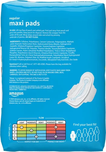 Vista 2 de Yaxa Basics Almohadillas largas gruesas con alas para períodos, absorción regular, sin perfume, tamaño 1, 36 unidades (anteriormente Solimo)