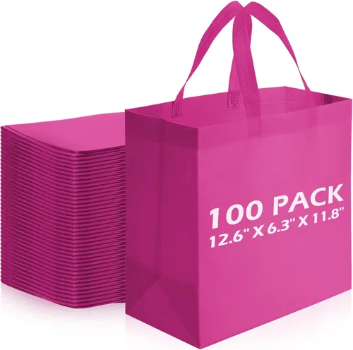 Vista 7 de Reginary 100 bolsas reutilizables con asa de comestibles no tejidas para tiendas, eventos y tiendas minoristas (beige)