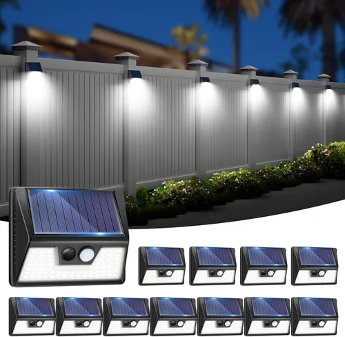 Vista 26 de vighep Paquete de 12 luces solares con sensor de movimiento para exteriores, luces impermeables para valla con 3 modos de iluminación, luces LED