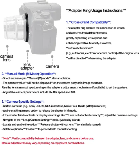 Vista 7 de Adaptador de lente LM a M4/3, compatible con LM Zeiss ZM, lente Voigtlander VM para con cámara de montaje micro 4/3 (MFT, M4/3), como EP1, EP2, EP3