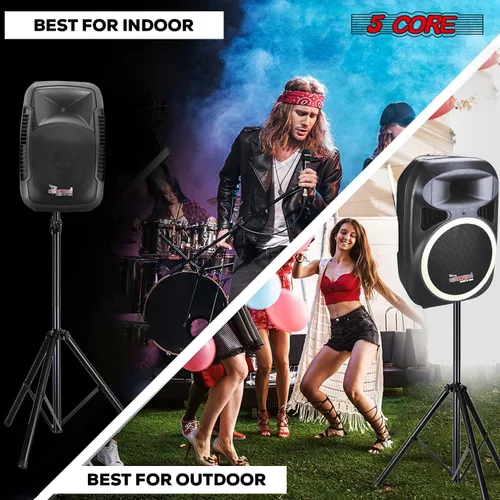 Vista 9 de 5 Core Soporte de altavoz trípode resistente ajustable para escenarios PA DJ y eventos de altura telescópica de hasta 72 ″ Montaje universal