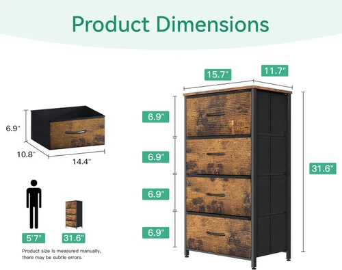 Vista 31 de AODK Cómoda para dormitorio con 4 cajones de almacenamiento, cómoda pequeña, cómoda de tela con marco de acero resistente, cómoda para armario