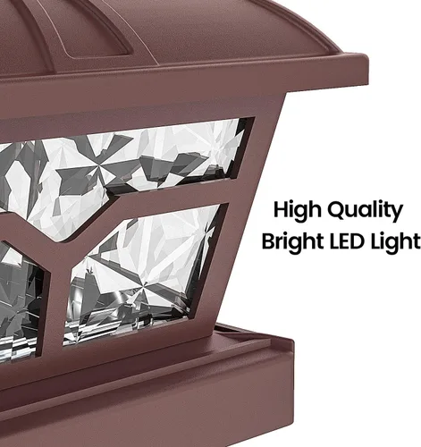Vista 12 de Siedinlar Luces solares para postes al aire libre, 2 modos de color, 8 LED para postes de 4 x 4, 5 x 5, 6 x 6, decoración de patio, blanco cálido