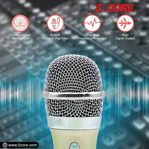 Vista 5 de 5 CORE Micrófono de karaoke dinámico vocal micrófono de mano cardioide unidireccional microfono con interruptor de encendido y apagado, incluye