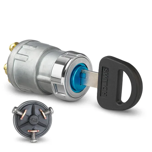 MGI SpeedWare Interruptor de llave de encendido universal de 3 cables para automóviles, buggies, cortacéspedes y Go Karts, apagado/encendido