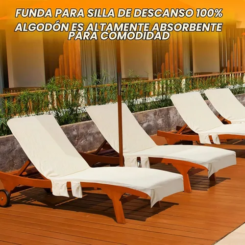 Vista 7 de Redbaker 2 fundas para sillas de playa con bolsillos laterales, toallas suaves de microfibra de algodón para silla de piscina, toallas con bolsillos