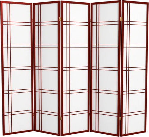 Vista 14 de Red Lantern Pantalla Shoji de doble cruz de 6 pies de alto, miel - 4 paneles