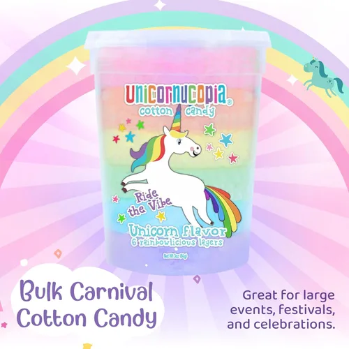 Vista 3 de Unicornucopia Algodón de Azúcar 3oz - Algodón de Azúcar Arcoíris de 6 Sabores - Caramelo de Fiesta de Cumpleaños de Unicornio para Bolsas de Fiesta