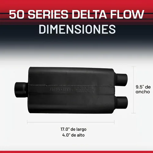 Vista 9 de Flowmaster 943050 50 silenciador Delta Flow con entrada 3.00 y salida 3.00, sonido moderado. Entrada centrada/salida central