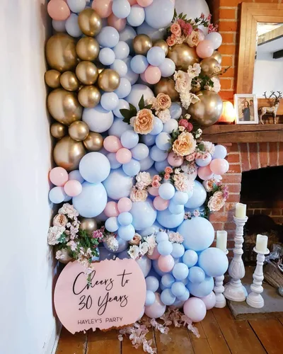 Vista 5 de Globos de fiesta azul pastel de 12 pulgadas, 50 globos de feliz cumpleaños para baby shower