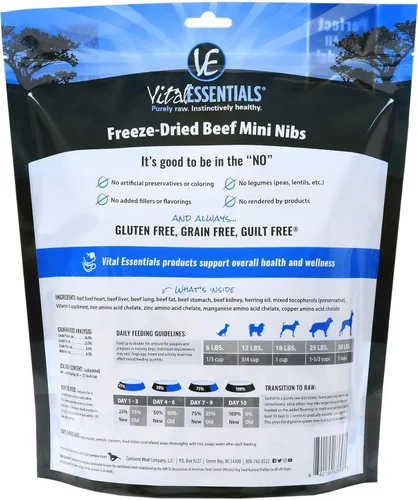 Vista 2 de Vital Essentials Alimento liofilizado para perros, mini puntas de carne de res, 16 onzas