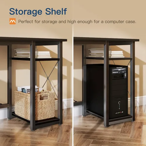 Vista 7 de Coleshome L Shaped Computer Desk 66" with Power Outlet & Storage Shelves, Corner Sturdy Writing Desk Workstation, Modern Wooden Office Gaming Desk