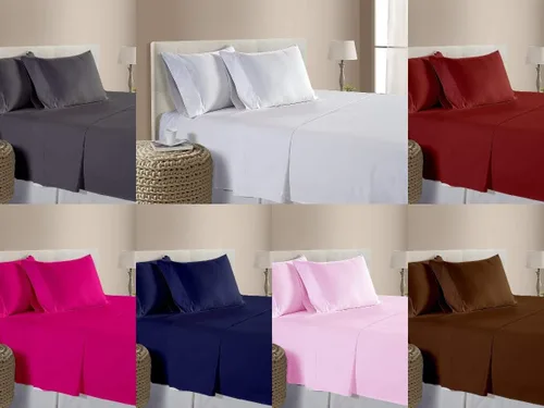 Vista 2 de Juego de sábanas de 800 hilos de 4 piezas, 100% algodón, sábanas cortas tamaño Queen color negro, 1 sábana bajera de algodón de fibra larga, 1