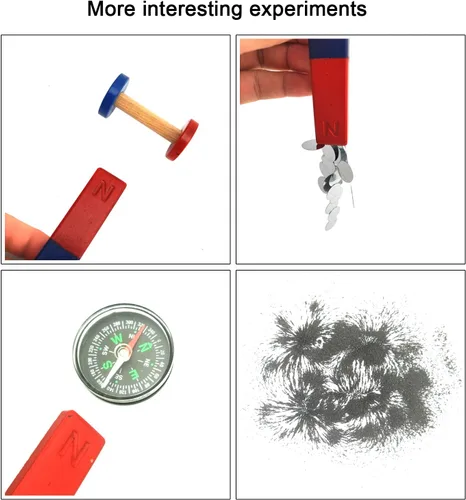 Vista 5 de EUDAX Kit de imanes de ciencia de física para herramientas de experimento de ciencia educativa Icluyendo barra/anillo/herradura/brújula