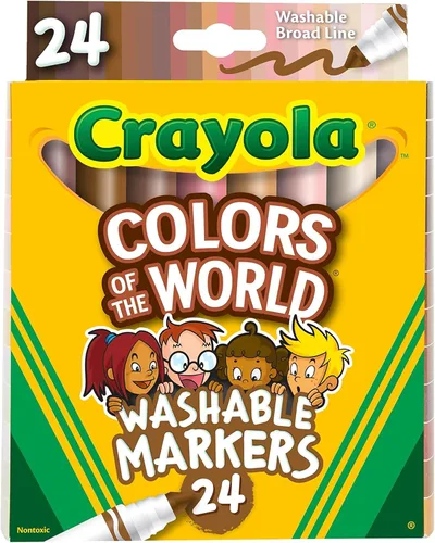 Crayola Colors of The World - Marcadores (24 unidades), marcadores de tono de piel para niños, suministros para libros de colorear, marcadores de
