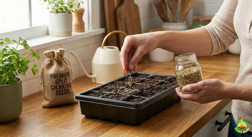 Vista 4 de Todd's Seeds Cilantro (cilantro de semillas divididas) Semilla de hierbas con empernado lento, sin OMG, sin químicos, alta germinación (1/4 libra)