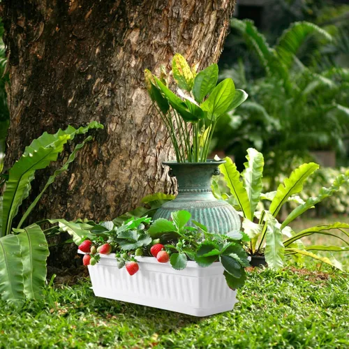 Vista 6 de DOITOOL Macetas rectangulares para plantas de interior, 2 unidades, macetas de ventana para patio, macetas para exteriores, rectangulares para Rojo