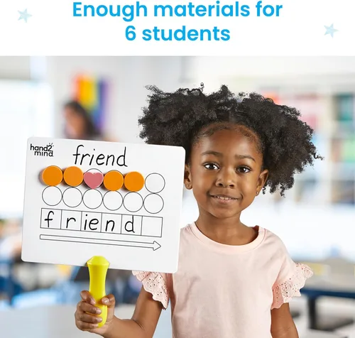 Vista 3 de hand2mind Elkonin Box - Tablero magnético de respuestas, paletas de mapeo de palabras, cajas Elkonin Board de mezcla de borrado en seco, conciencia