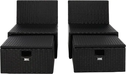 Vista 14 de SAFAVIEH PAT7515A Collection Pramla - Juego otomano de 4 piezas para exteriores negro y beige