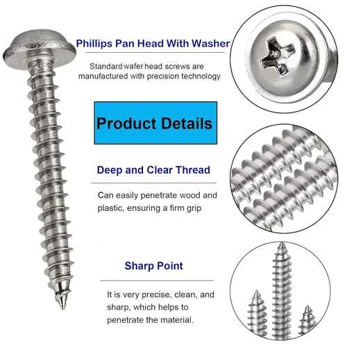 Vista 3 de 700Pcs Tornillos autorroscantes Phillips de cabeza plana con arandela, acero inoxidable 304, tornillos de madera pequeños/mini M2 M2.3 M2.6 M3, kit